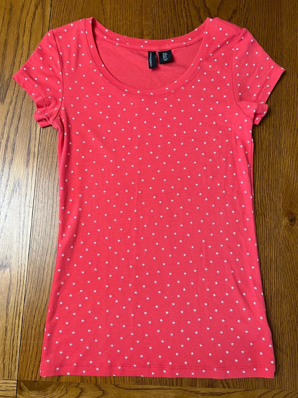 Cynthia Rowley Pink Star Print Scoop Neck Tee